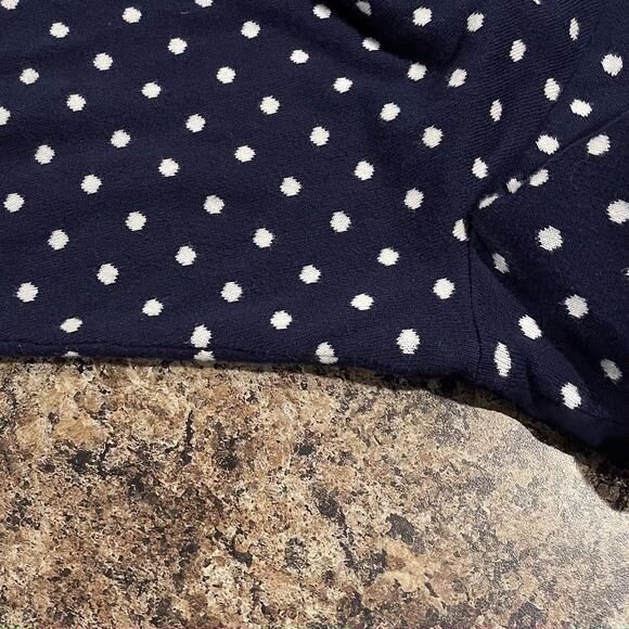Chaps Sweater 3/4 Sleeve Polka Dot Cottage Preppy Classic Feminine Retro Blue 2X - Picture 5 of 7